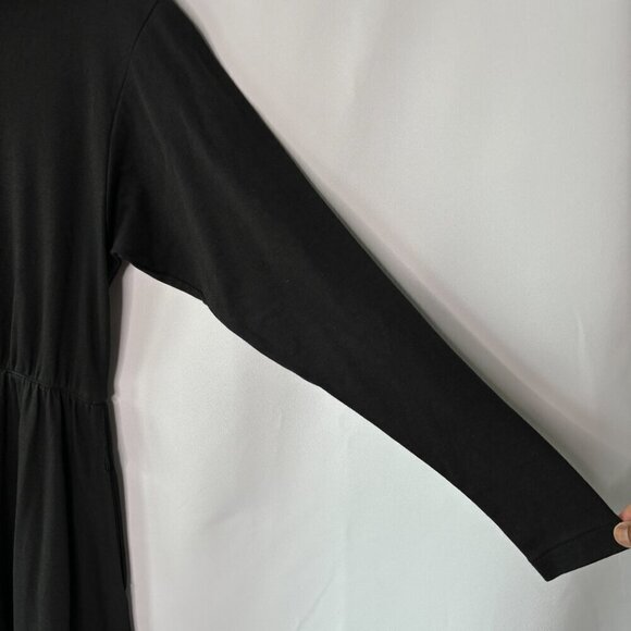 Bloomingdale's Women's Black Collared Zip Up Long Sleeve Maxi Dress Size Large - Picture 3 of 13